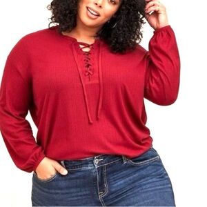 🌼TORRID Texture Jersey Lace Up Top🌼